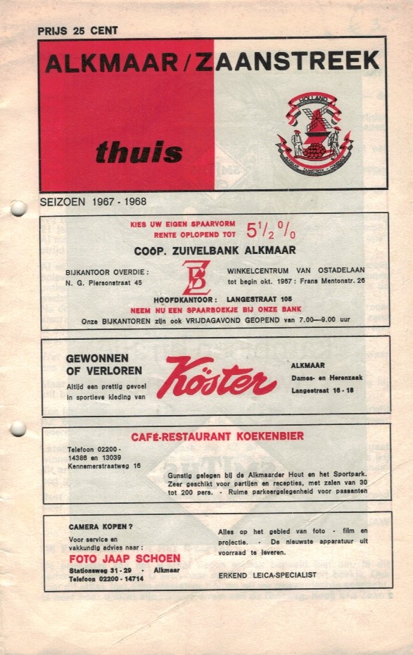 AZ Programma 28-jan-1968 Haarlem